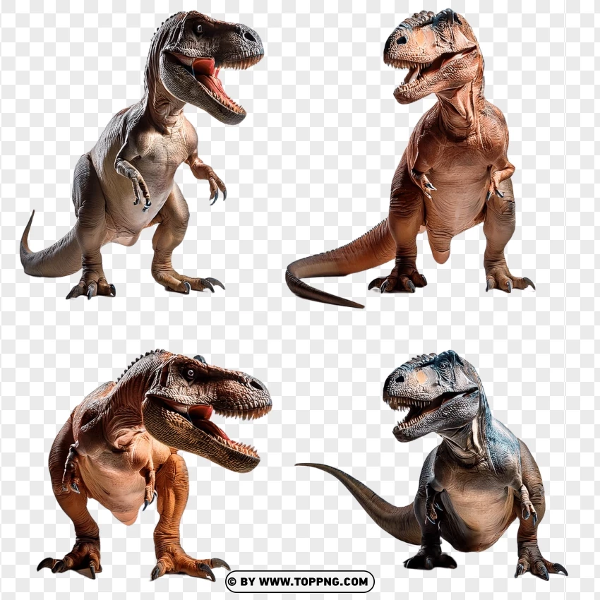 Group Of Velociraptors In Action Poses PNG Transparent Background