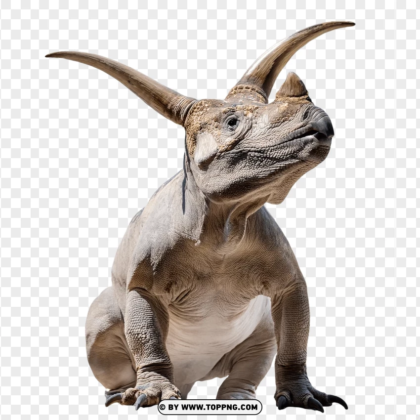 Single Triceratops Dinosaur With Realistic Design PNG Transparent Background