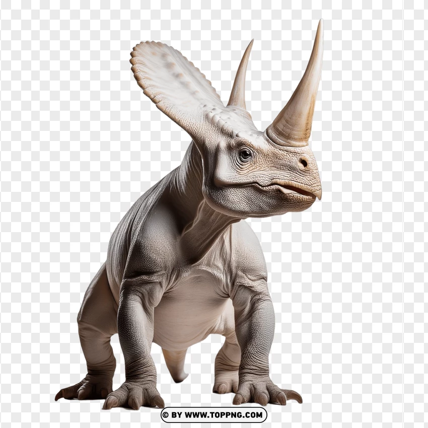 Single Triceratops Dinosaur Sitting With Unique Details PNG Transparent Background