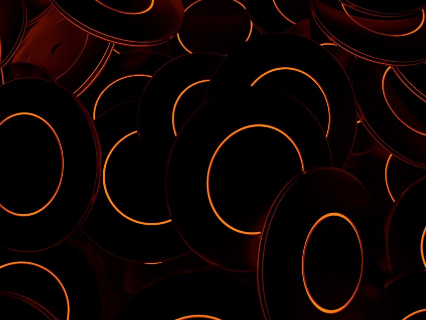 disks, dark, glow, circles