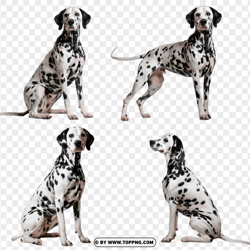 Set Of Dalmatian Dogs In Profile PNG Transparent Background