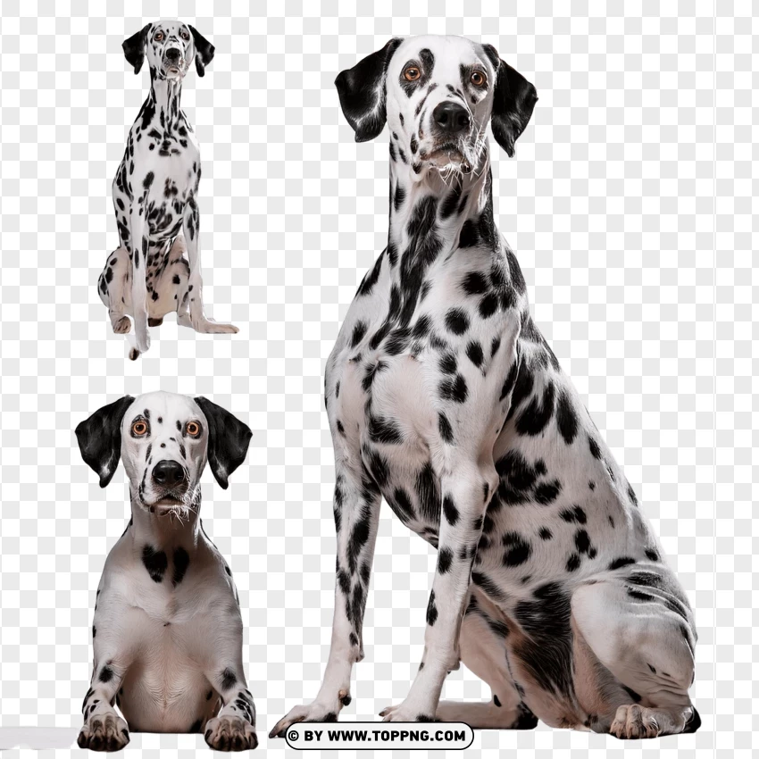 Single Dalmatian Dog Sitting PNG Transparent Background