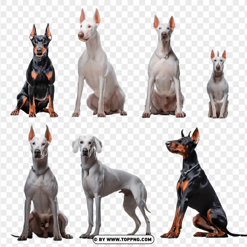 Set Of Domestic Dogs In Various Poses PNG Transparent Background