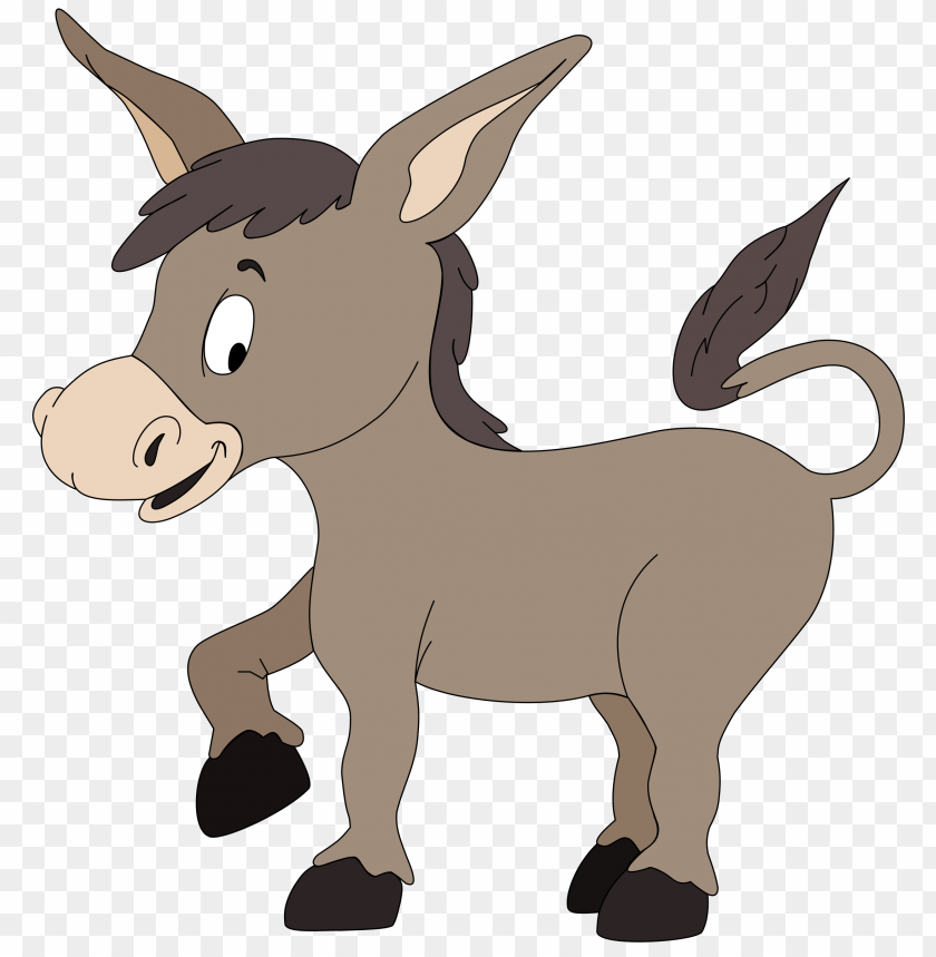 Cartoon donkey character smiling and standing playfully PNG