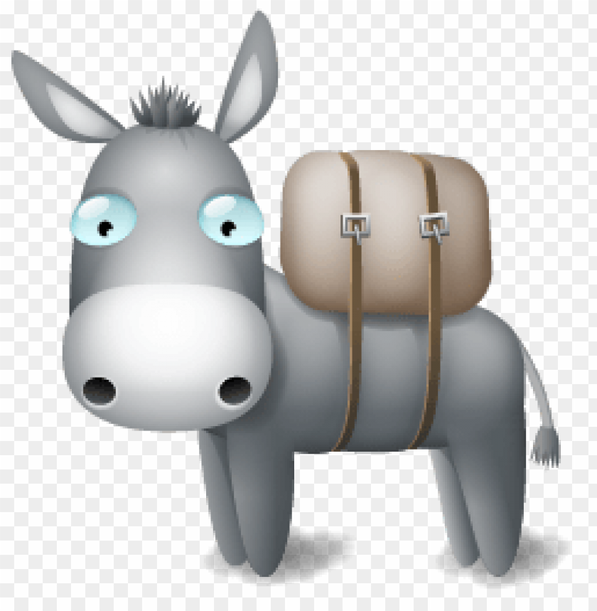 Cartoon donkey with a backpack standing in a playful pose PNG