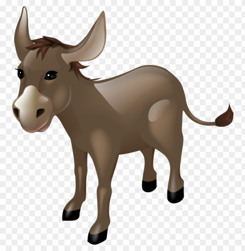 Cartoon illustration of a brown donkey standing upright PNG