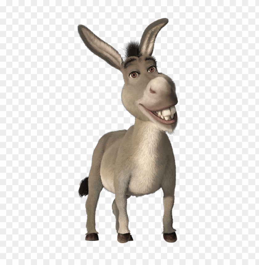 Animated donkey character with a big smile on a transparent background PNG