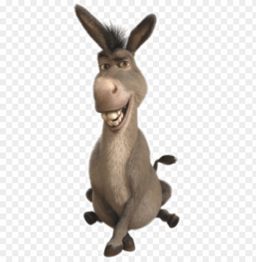 Animated donkey character smiling and sitting playfully PNG