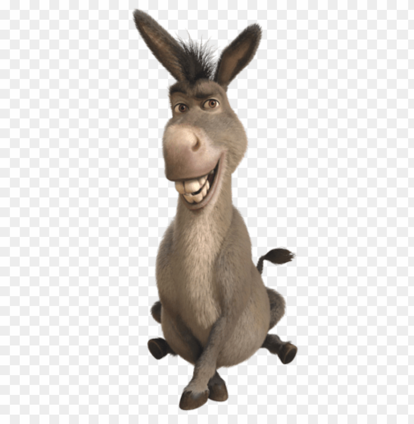 Happy cartoon donkey character sitting with a big smile PNG