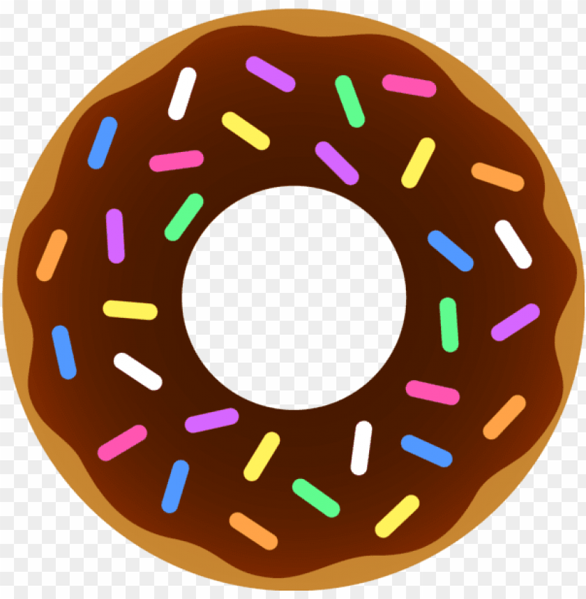 Chocolate donut with colorful sprinkles on a transparent background