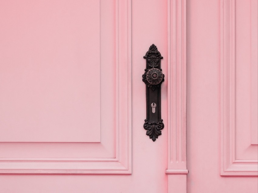 Door Handle Lock Pink Background