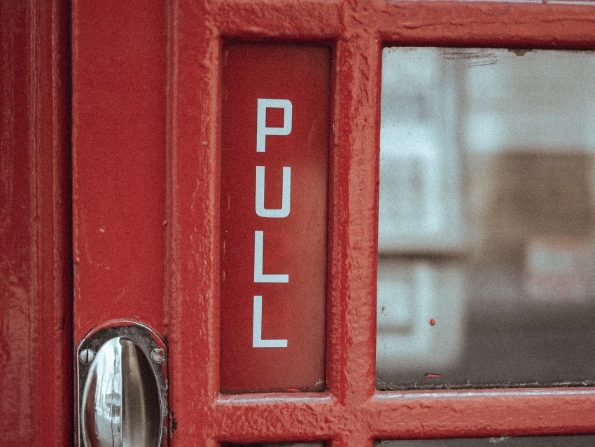 Door Red Inscription Handle Background