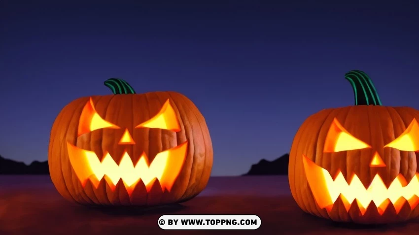 Double The Glow Nighttime Jack-o-lanterns Wallpapers PNG Transparent Background