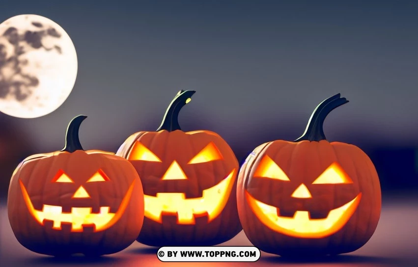 Double The Spook Hd Wallpaper Of Two Jack-o-lanterns PNG Transparent Background