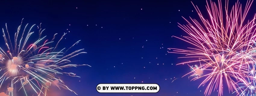 Download A Colorful Panoramic Fireworks In Top Quality PNG Transparent Background