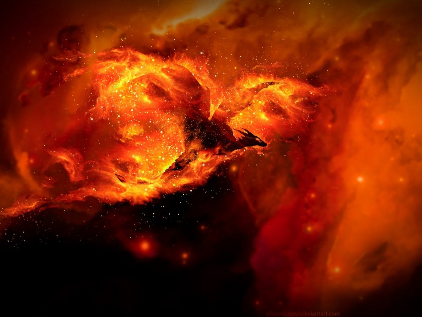 Dragon Fire Art Flame Sparks Bright Background