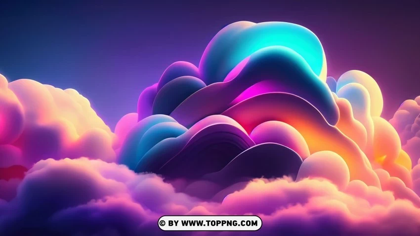 Dreamlike Abstract Waves Of Colorful Clouds 4k Wallpaper PNG Transparent Background