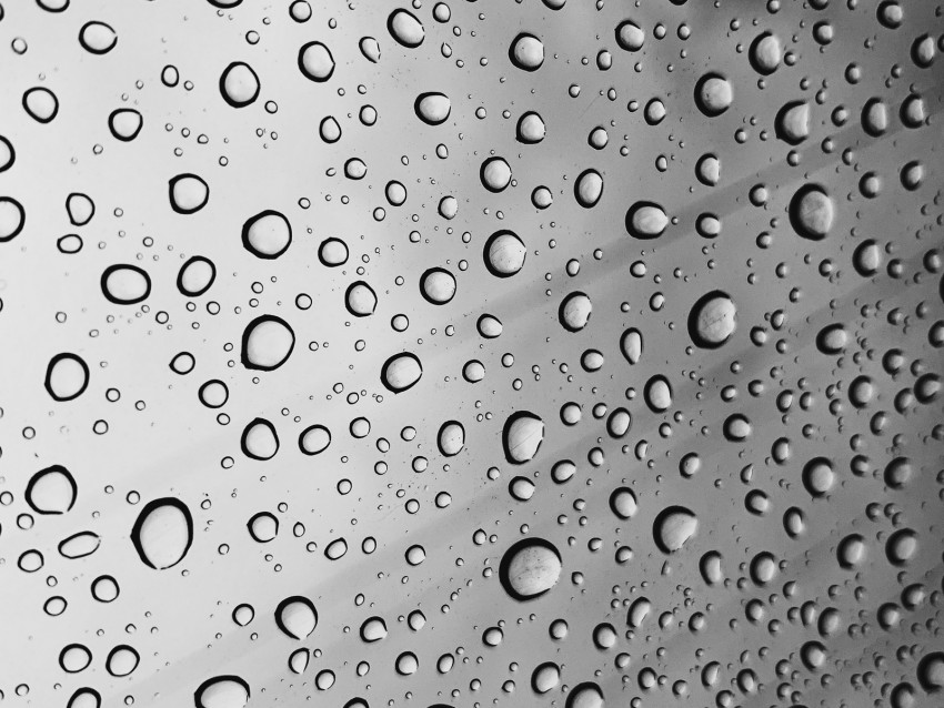 Drops Bw Moisture Glass Surface Circles Background