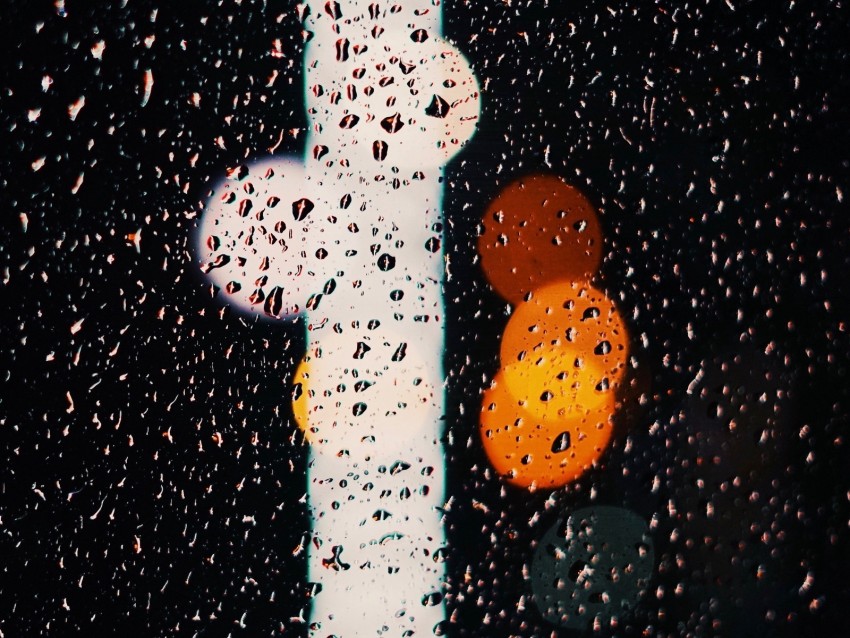 drops, glass, bokeh, lights, rain, wet