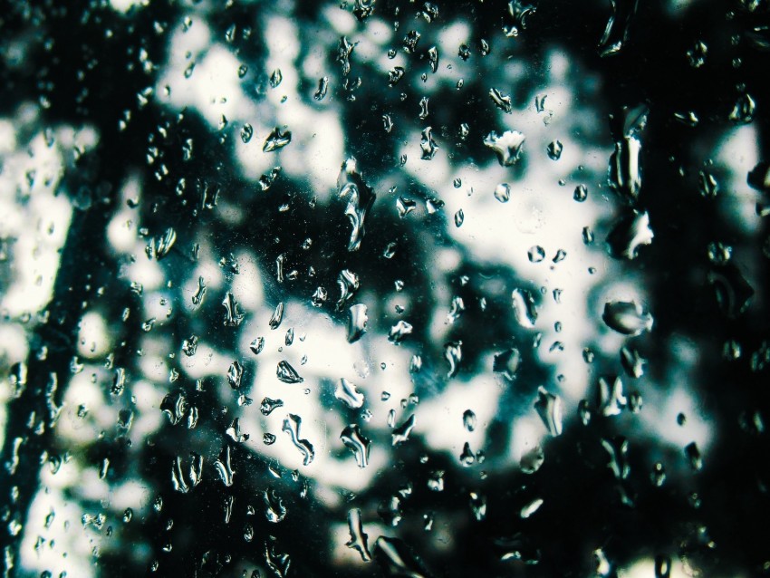 drops, glass, rain, window, blur