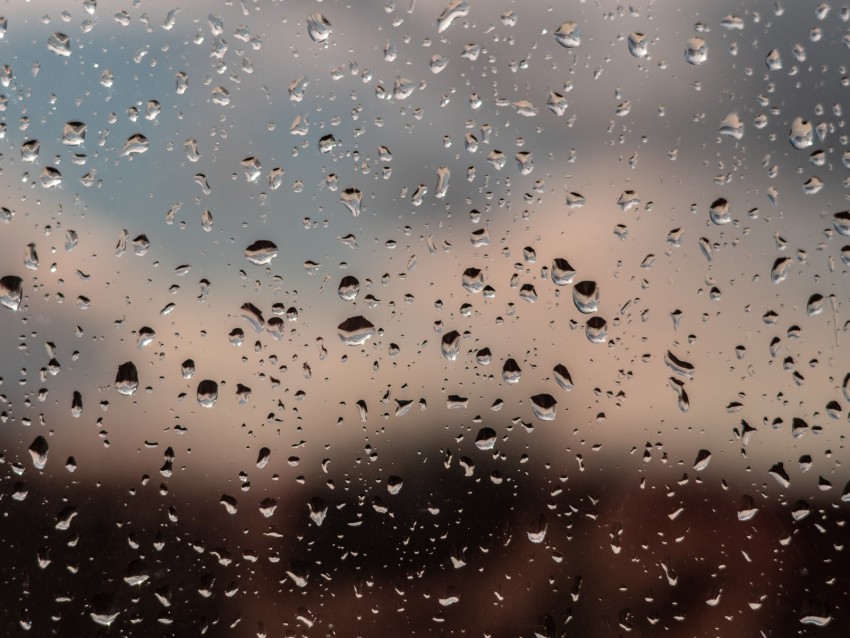 Drops Glass Rain Window Moisture Blur Background