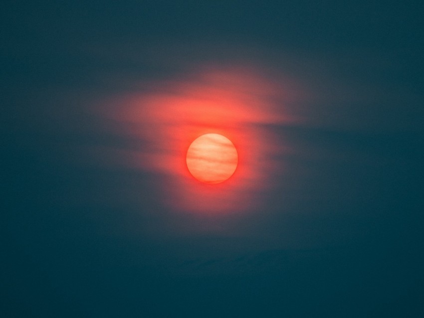 dusk, sun, red, clouds, haze