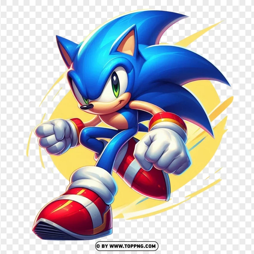 Dynamic Sonic The Hedgehog In Action Pose PNG Transparent Background