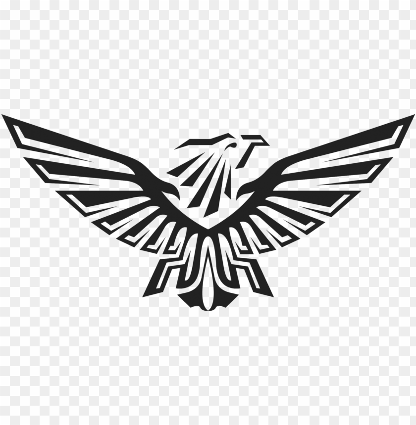 Stylized black eagle logo with outstretched wings and detailed feathers PNG