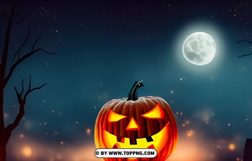 Eerie Halloween Night Landscape Vector Concept PNG Transparent Background