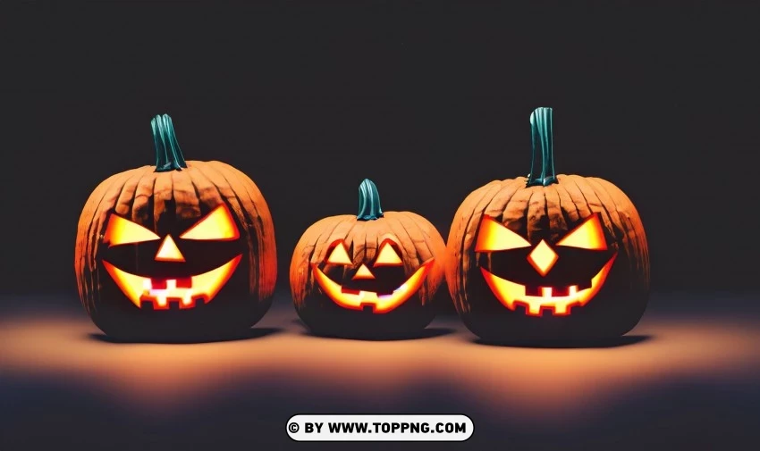 Eerie Pumpkin Pair Nighttime Halloween Wallpaper PNG Transparent Background