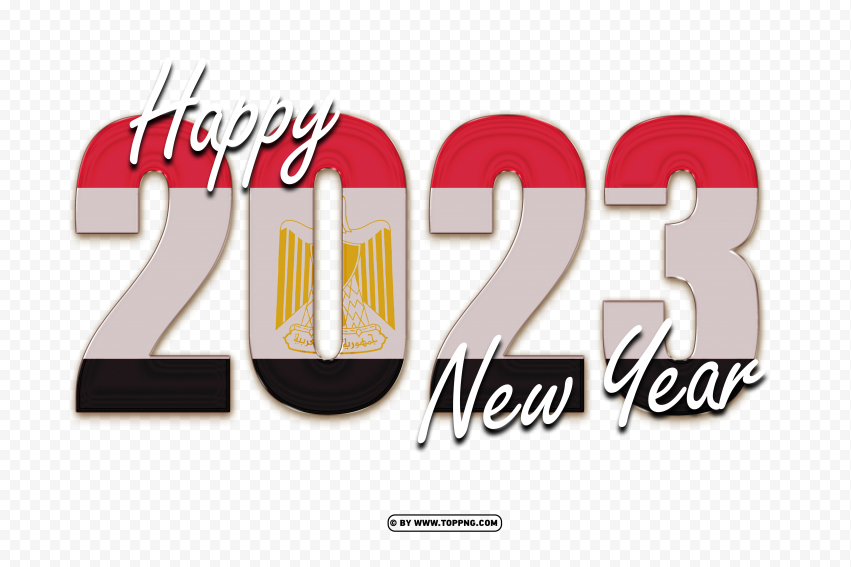 Egypt Flag With 2023 New Year Text PNG Transparent Background