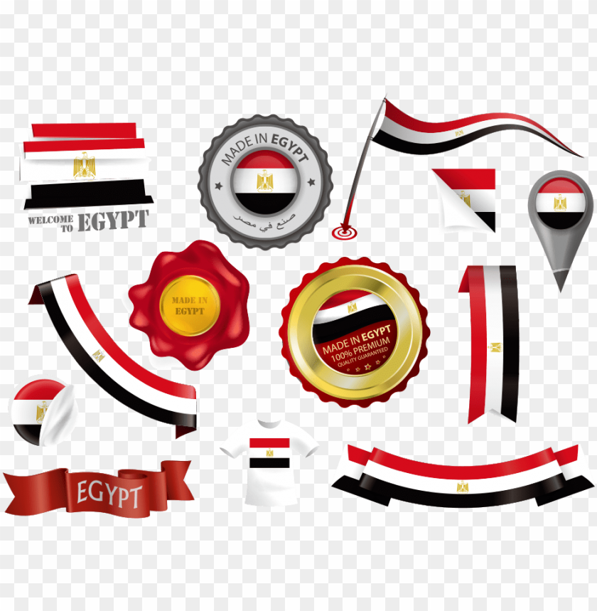 Collection of various designs featuring the Egyptian flag and symbols PNG