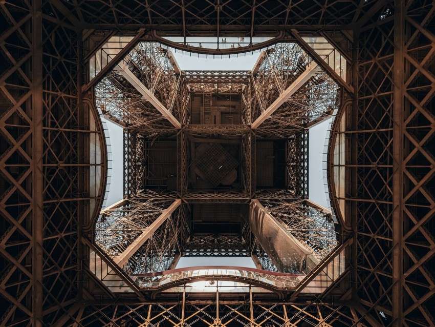 Eiffel Tower Tower Construction Metallic Symmetry Background