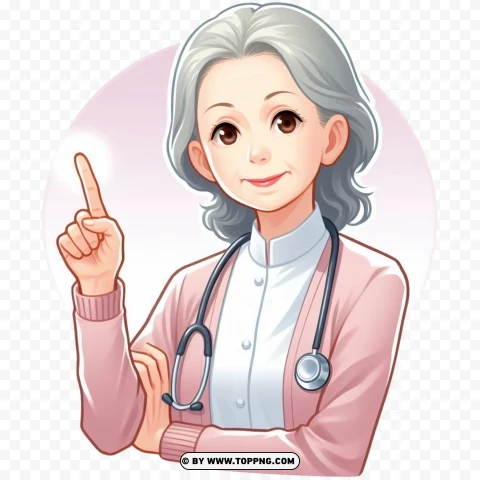 illustration character,  Old Woman, Pointing,character,   cartoon,   senior,   elderly