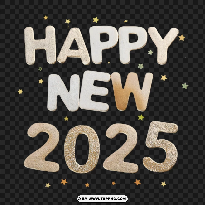 Elegant 2025 Happy New Year Design With Confetti PNG Transparent Background