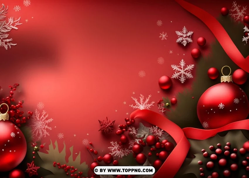 Elegant Dark Red Christmas Banner PNG Transparent Background