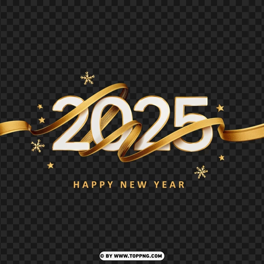 Elegant Gold And White 2025 Greeting Card Design PNG Transparent Background