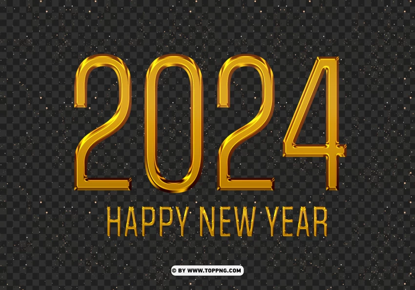 Elegant Hd Design Gold New Year 2024 Card PNG Transparent Background