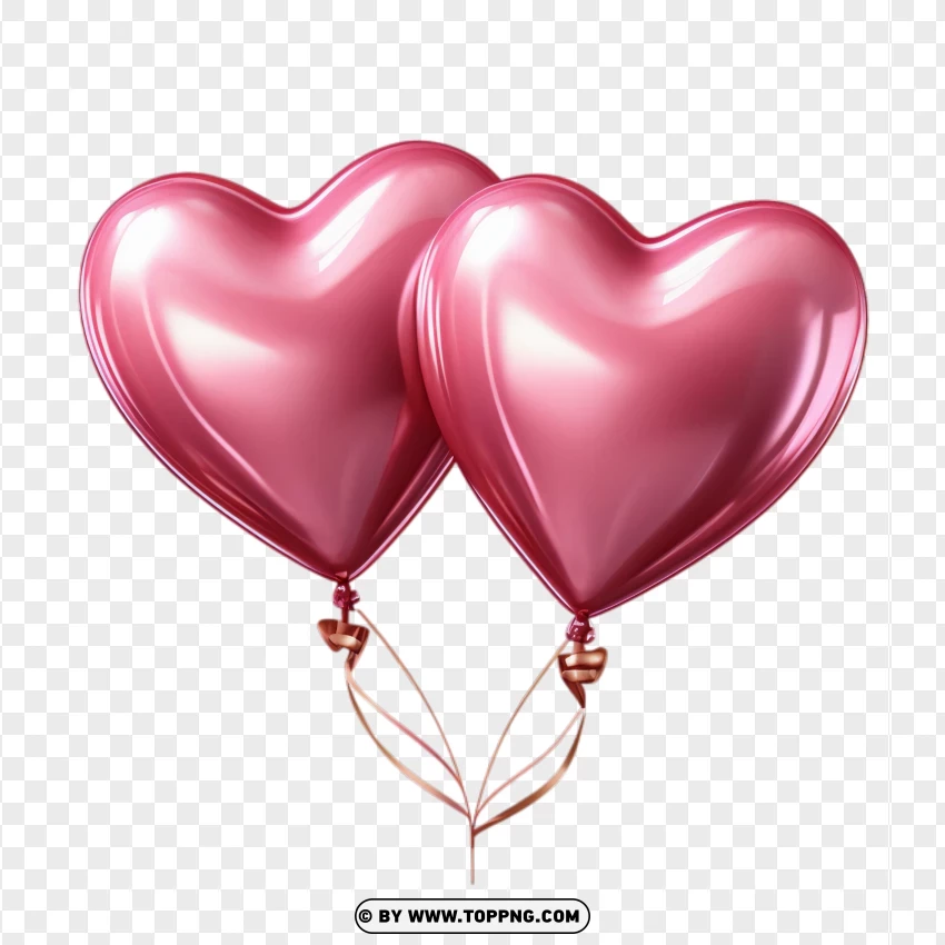 Elegant Pink Pair Heart Love Balloons Hd PNG Transparent Background