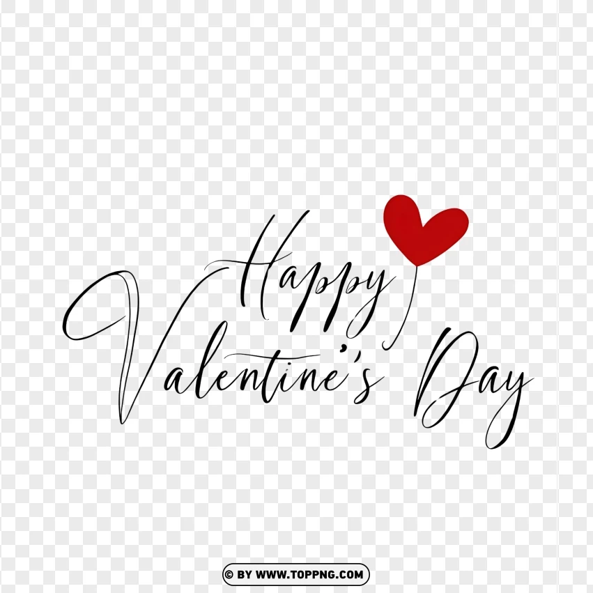 Elegant Script Happy Valentines Day With Red Heart PNG Transparent Background