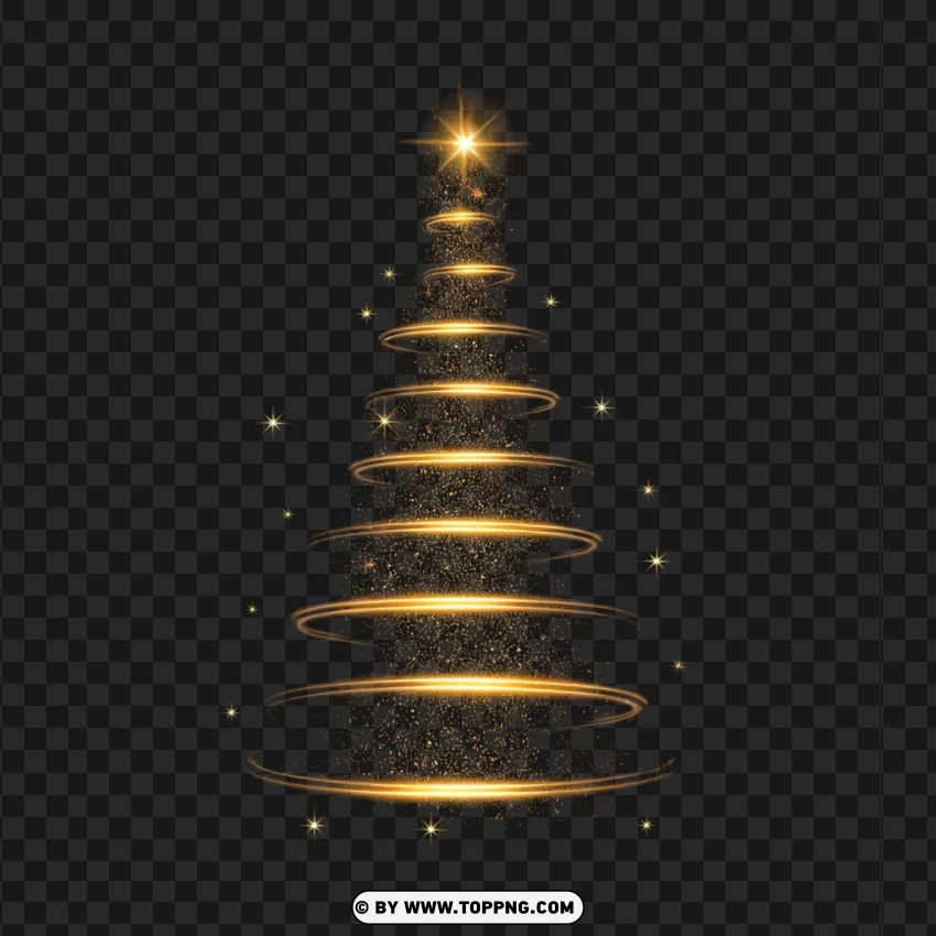 Elegant Spiral Christmas Tree Illustration With Shimmering Star PNG Transparent Background