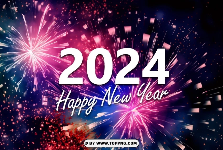 Elevate Your Design New Year 2024 Fireworks Celebration PNG Transparent Background