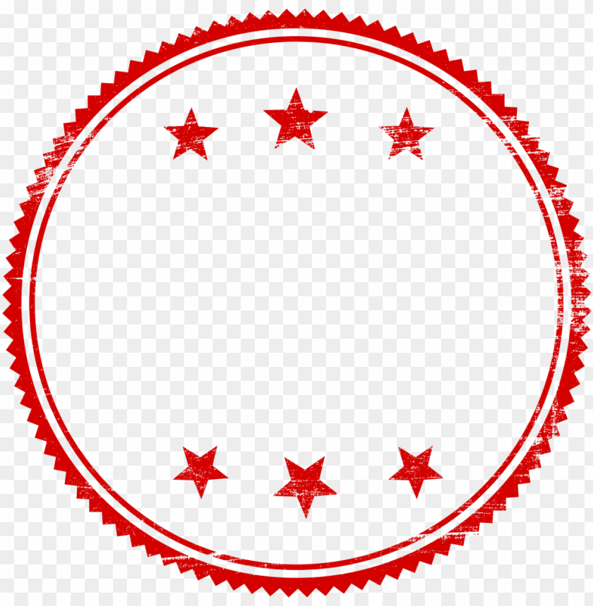 Red circular emblem with five stars and decorative border PNG