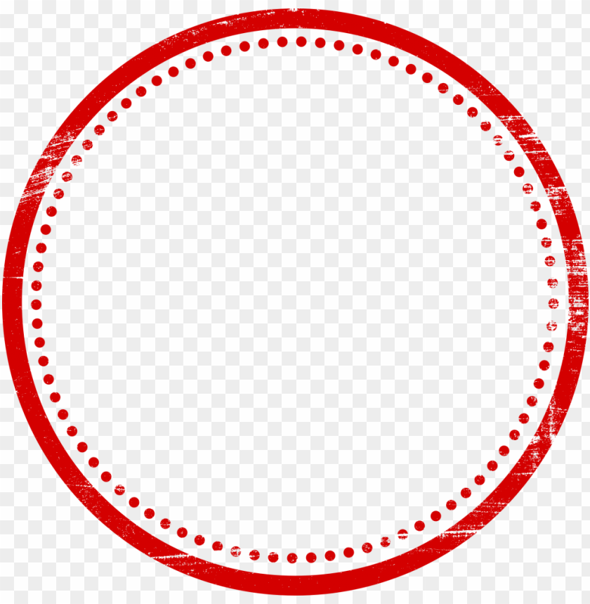 Red circular stamp with dotted border and blank center PNG