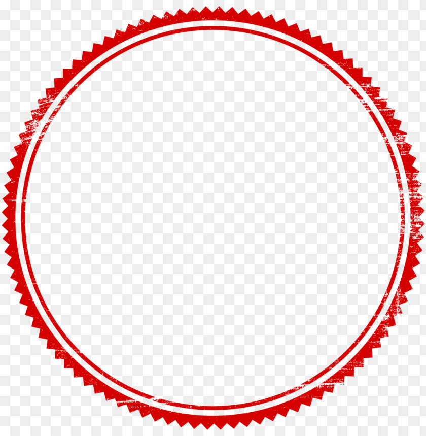 Red decorative circular stamp outline with a blank center PNG