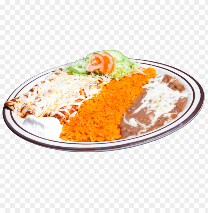 Mexican Food, Enchiladas, Rice, Refried Beans, Salsa