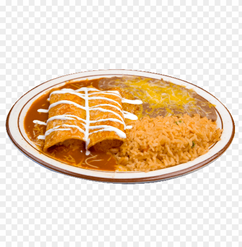 Mexican Food, Enchiladas, Rice, Beans, Spicy Sauce