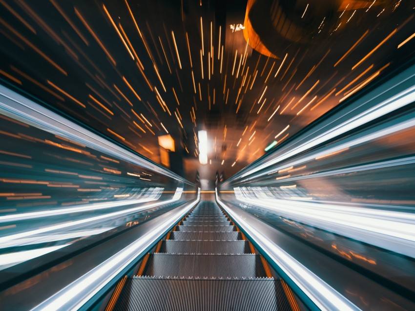 escalator, stairs, movement, long exposure