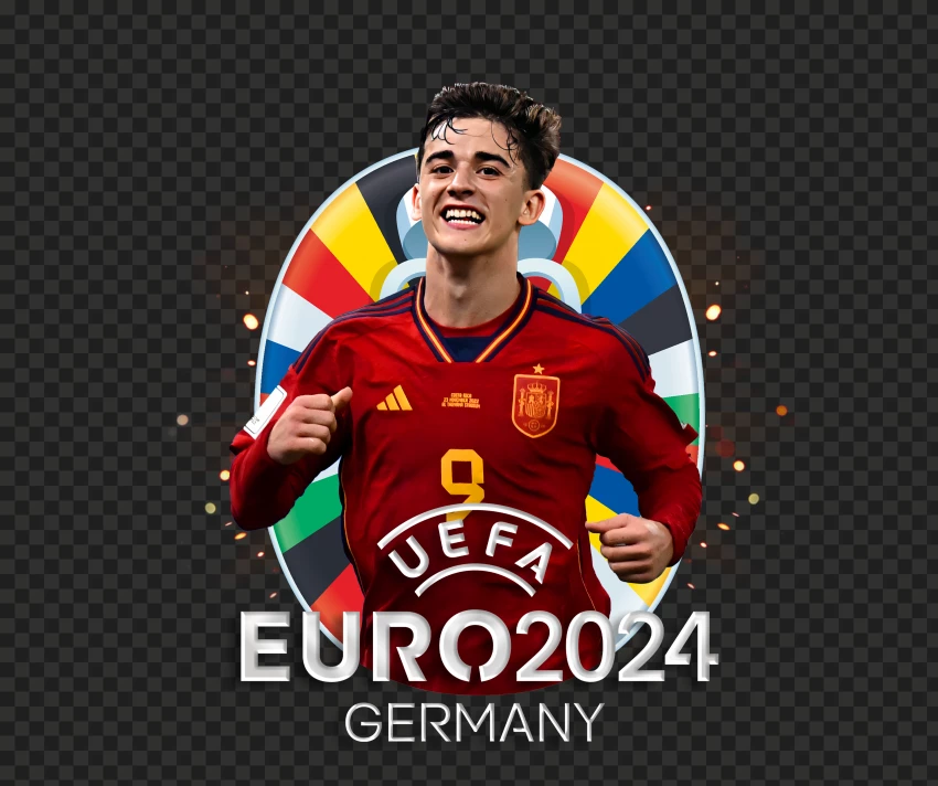 Euro Cup 2024 Pablo Gavi Spanish Player PNG Transparent Background