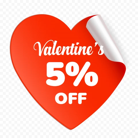 Exclusive Valentines Discount 5% Off Hd Red Sign PNG Transparent Background